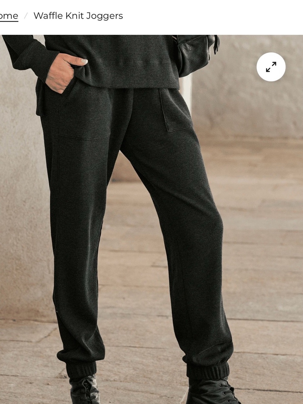 Peruvian Connection Black Waffle Knit Joggers